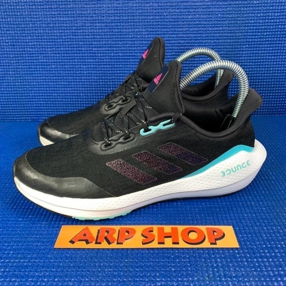 ADIDAS EQ21 RUN Kids-Girls Size 4.5 Black White Running Shoes H01872 - Picture 1 of 8